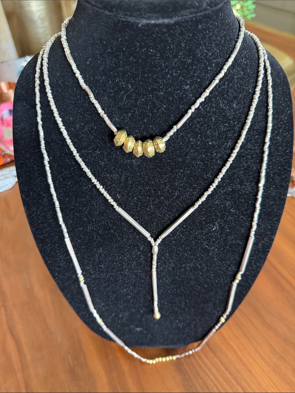 Noonday Collection Silver and Gold Layered Beaded Necklace